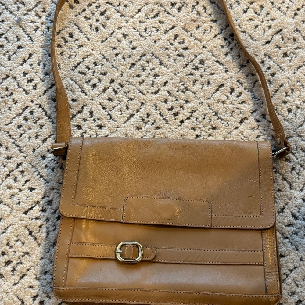 Vtg‎ TANO Leather Messenger Bag | 80s Brown Crossbody Scholar Bag